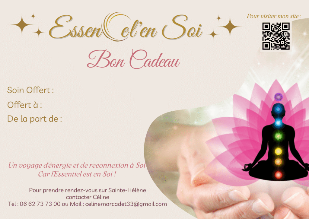 Bon cadeau EssenCel’en Soi pour offrir un soin bien-être à Sainte-Hélène en Gironde