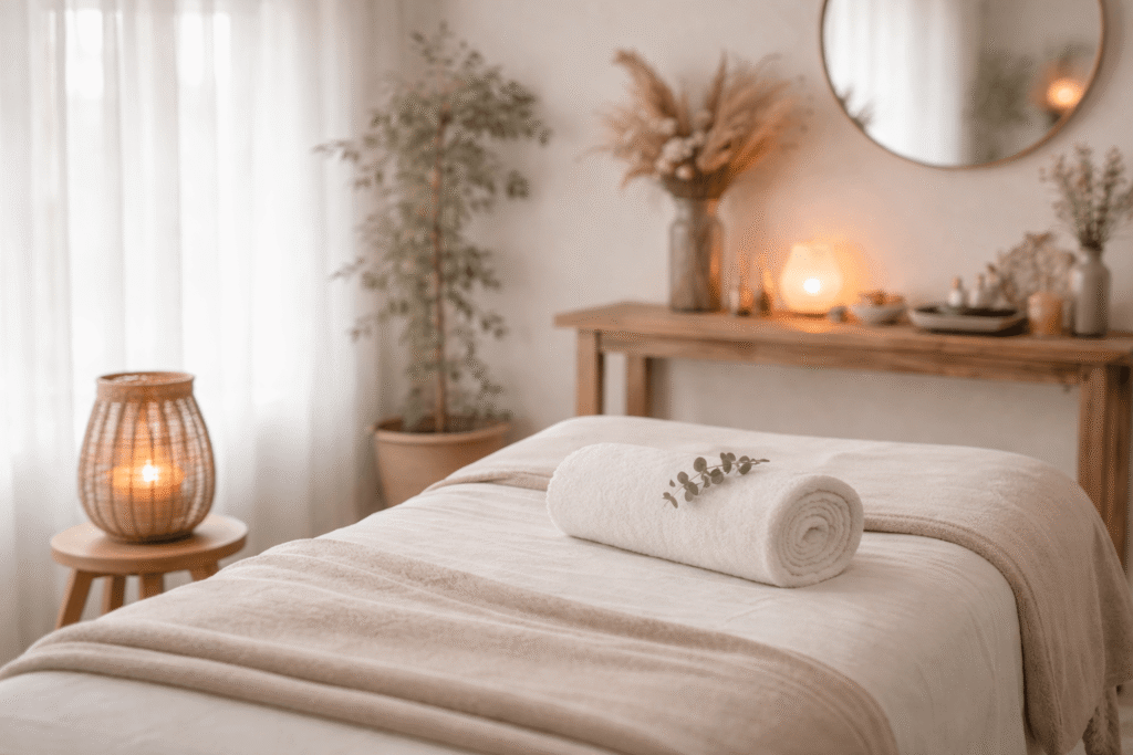 Ambiance douce et apaisante pour un soin de libération émotionnelle du ventre chez EssenCel’en Soi